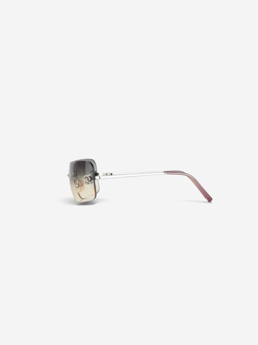 Chanel 2000s Rimless '4017 D' CC Rhinestone Sunglasses – side view