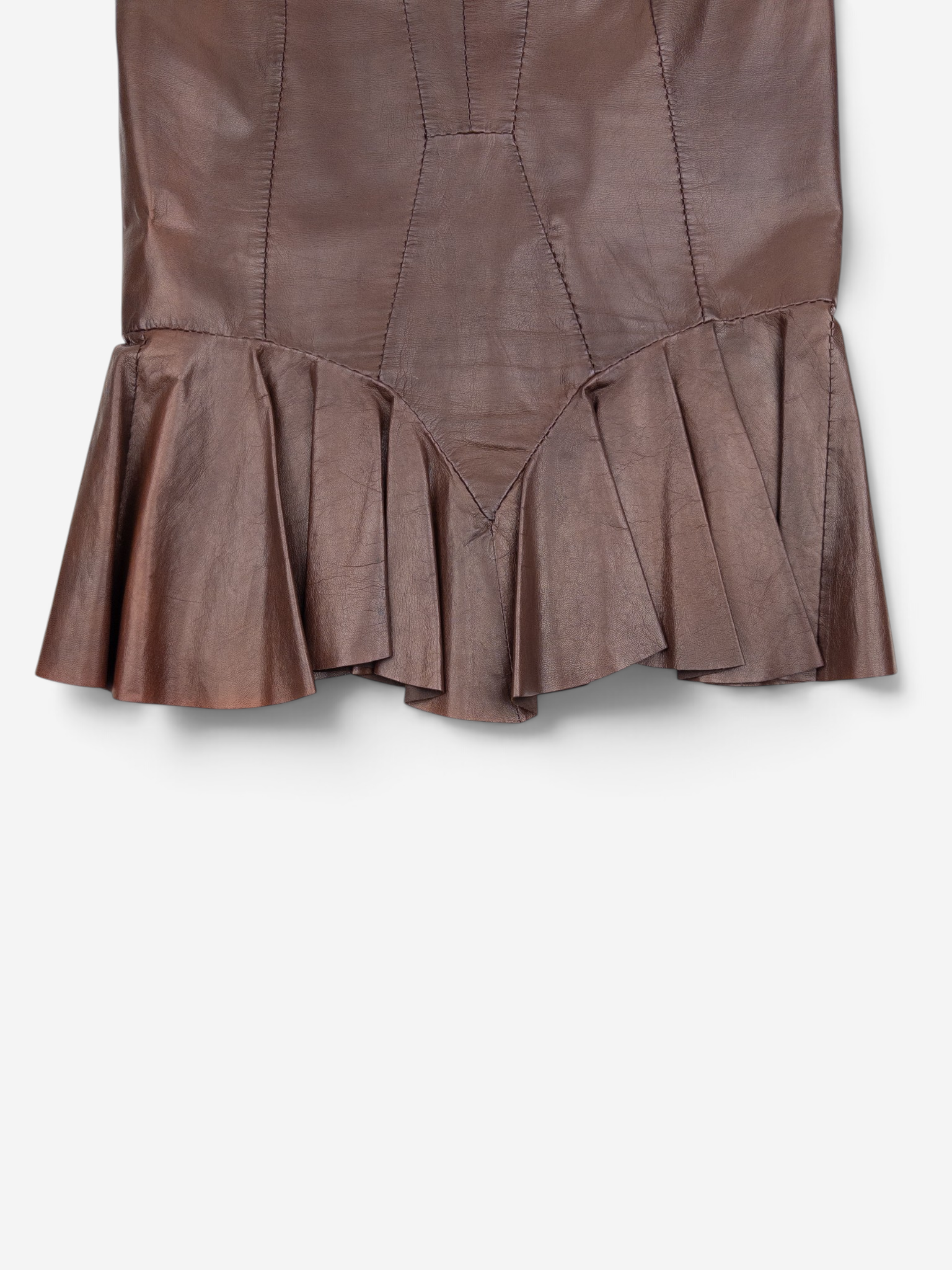 Yves Saint Laurent Rive Gauche by Tom Ford SS03 'Anatomic' Leather Ruffle Mermaid Skirt – ruffle detail