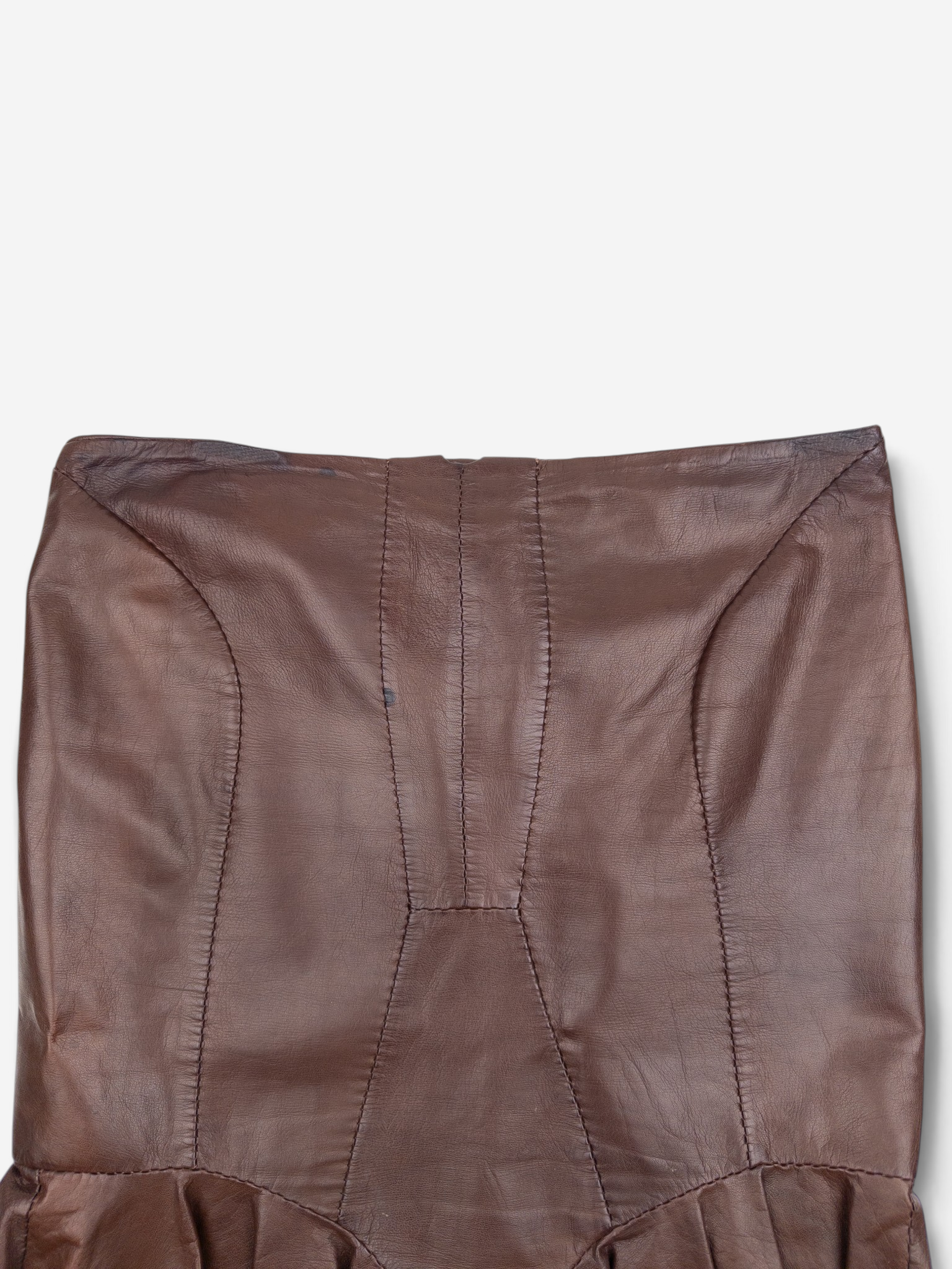 Yves Saint Laurent Rive Gauche by Tom Ford SS03 'Anatomic' Leather Ruffle Mermaid Skirt – back view