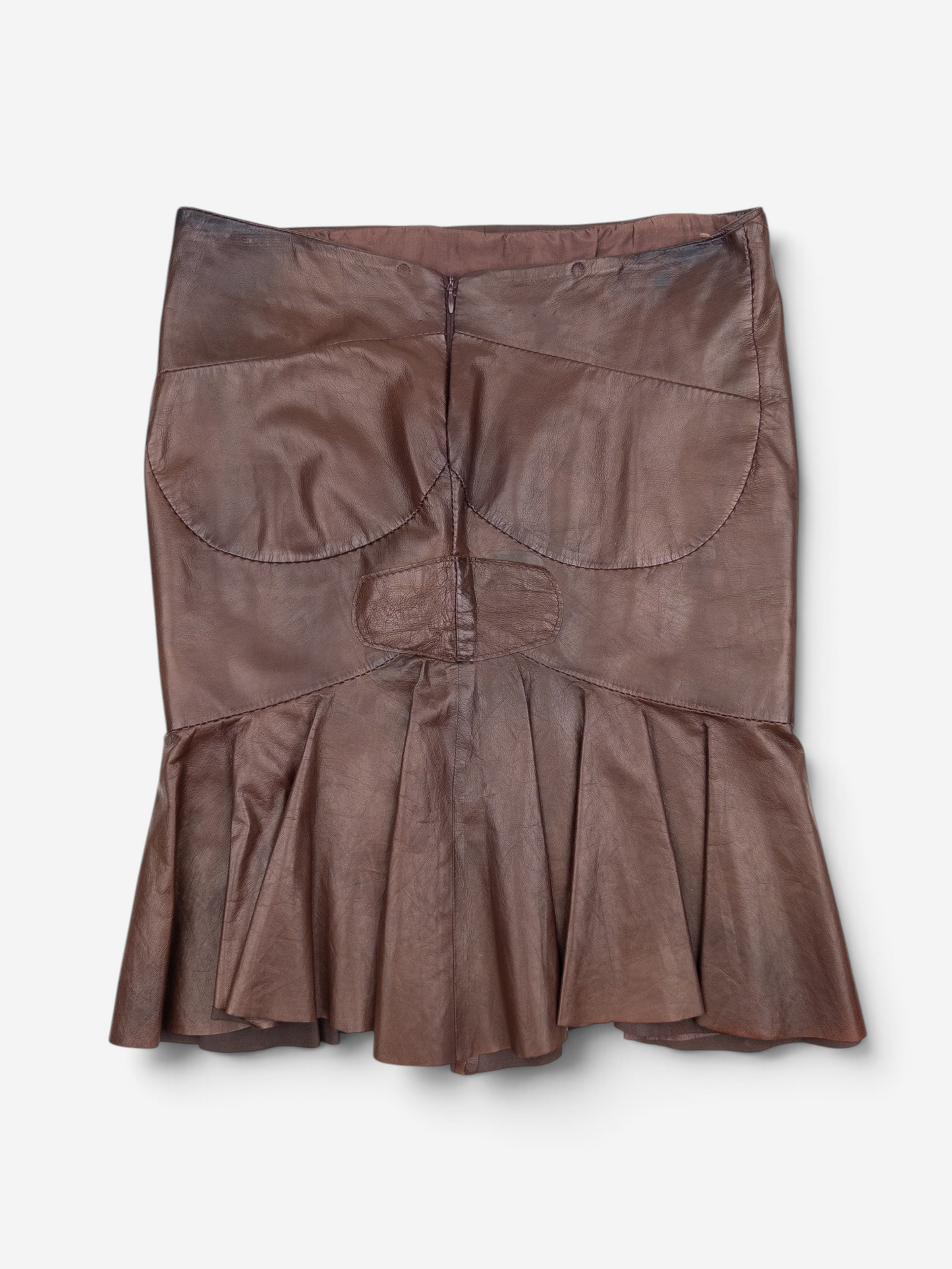 Yves Saint Laurent Rive Gauche by Tom Ford SS03 'Anatomic' Leather Ruffle Mermaid Skirt – back ruffle detail