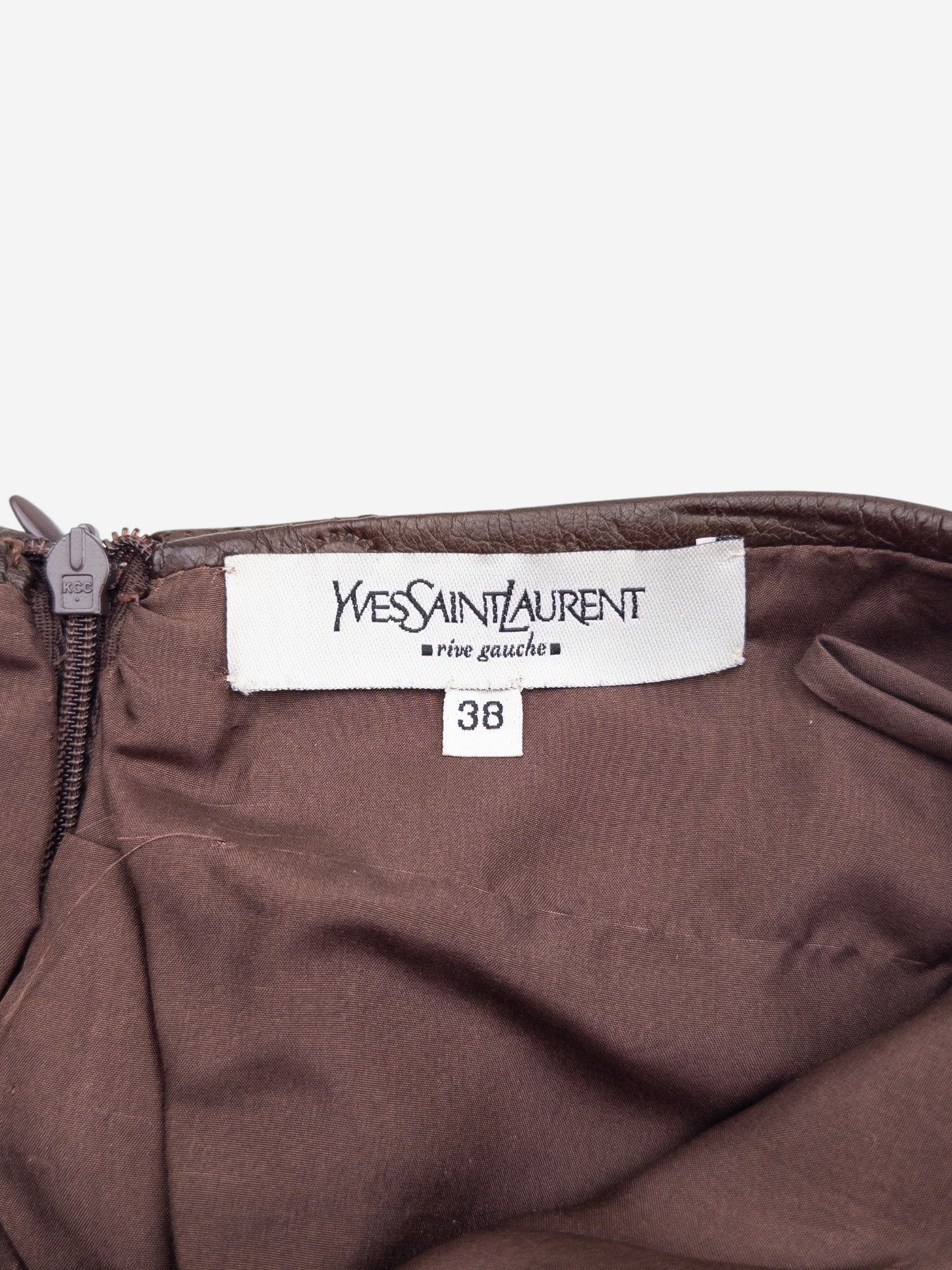 Yves Saint Laurent Rive Gauche by Tom Ford SS03 'Anatomic' Leather Ruffle Mermaid Skirt – brand and size label