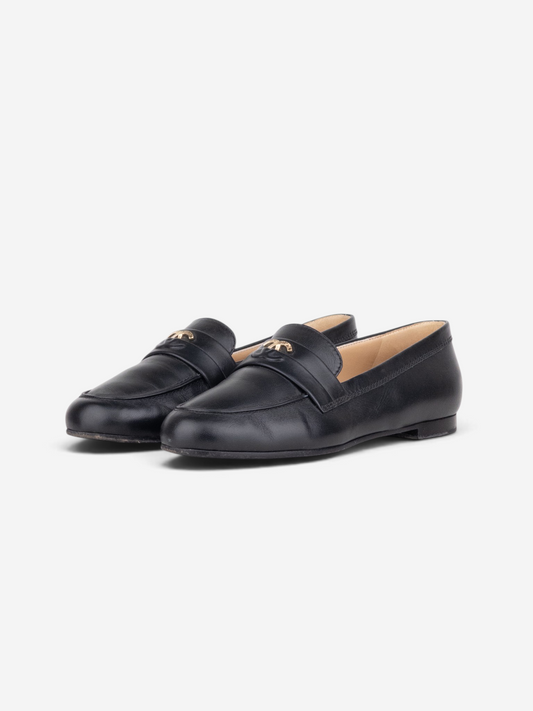 Chanel CC Logo Moccasin Penny Loafers – front view