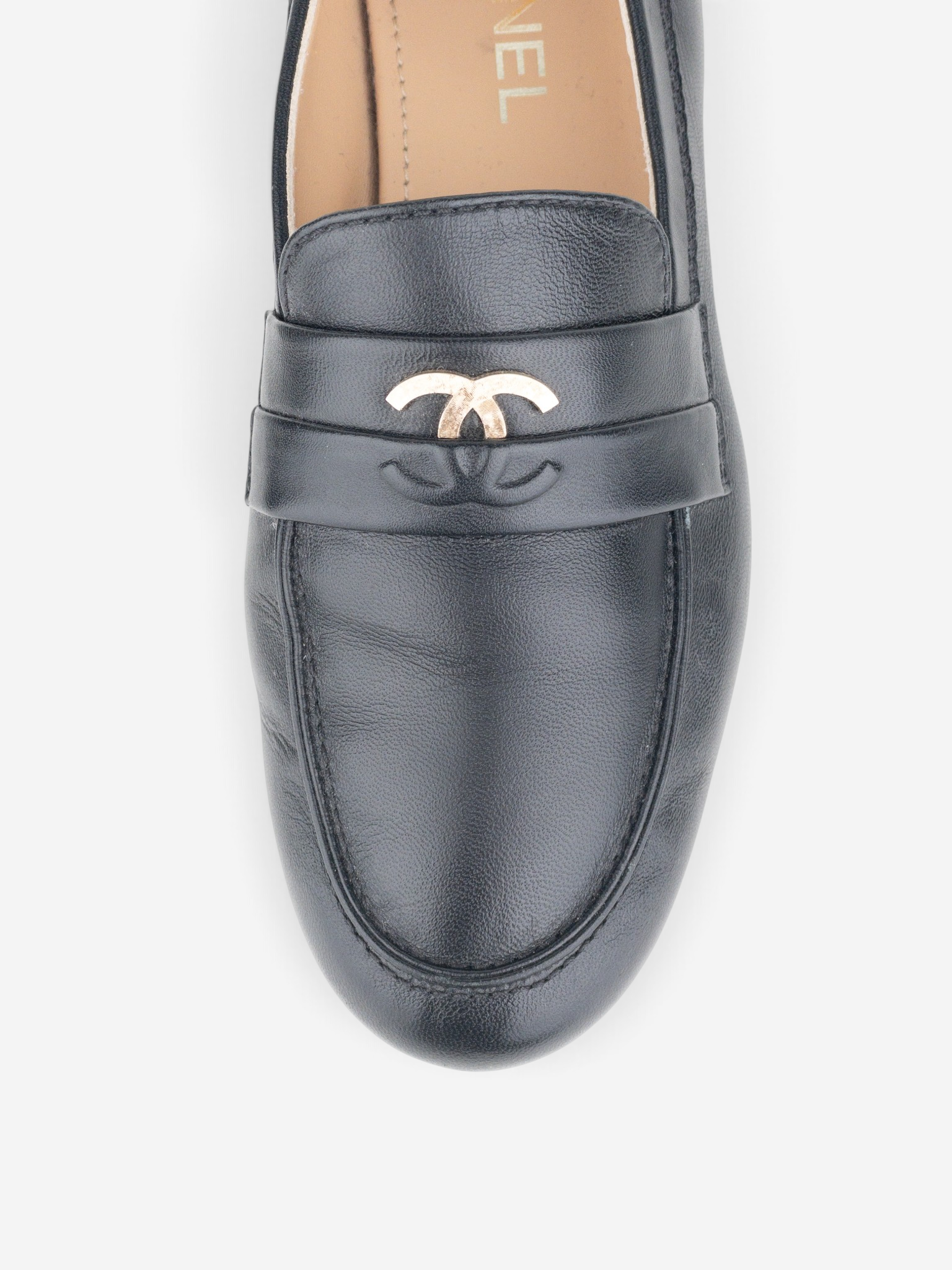 Chanel CC Logo Moccasin Penny Loafers – vamp detail