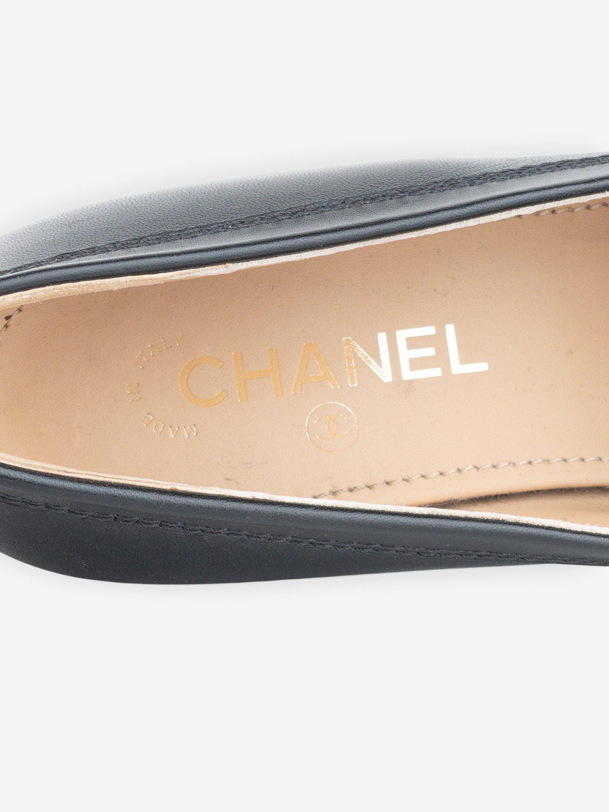 Chanel CC Logo Moccasin Penny Loafers – brand label