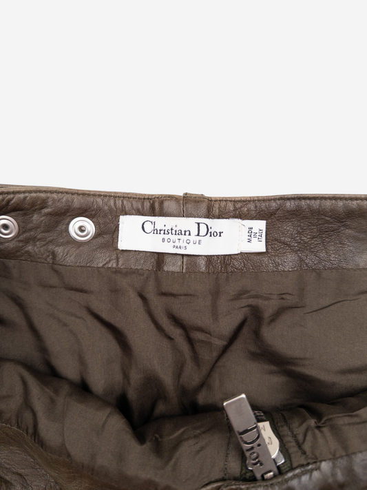 Dior by Galliano SS06 Leather Military Cargo Mini Skirt – brand and size label
