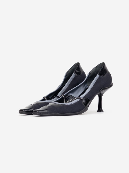Prada SS00 Square-Toe Neoprene Mary-Jane Kitten Pump Heels