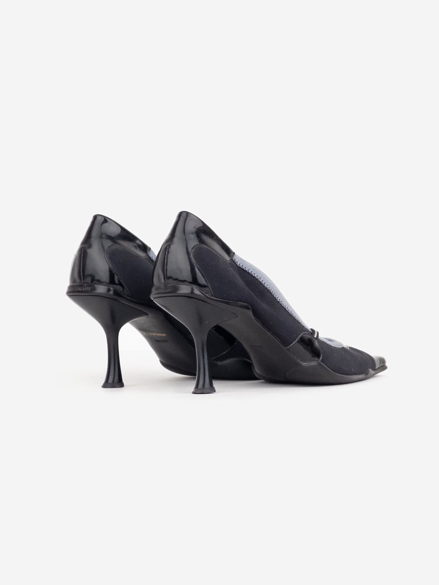 Prada SS00 Square-Toe Neoprene Mary-Jane Kitten Pump Heels