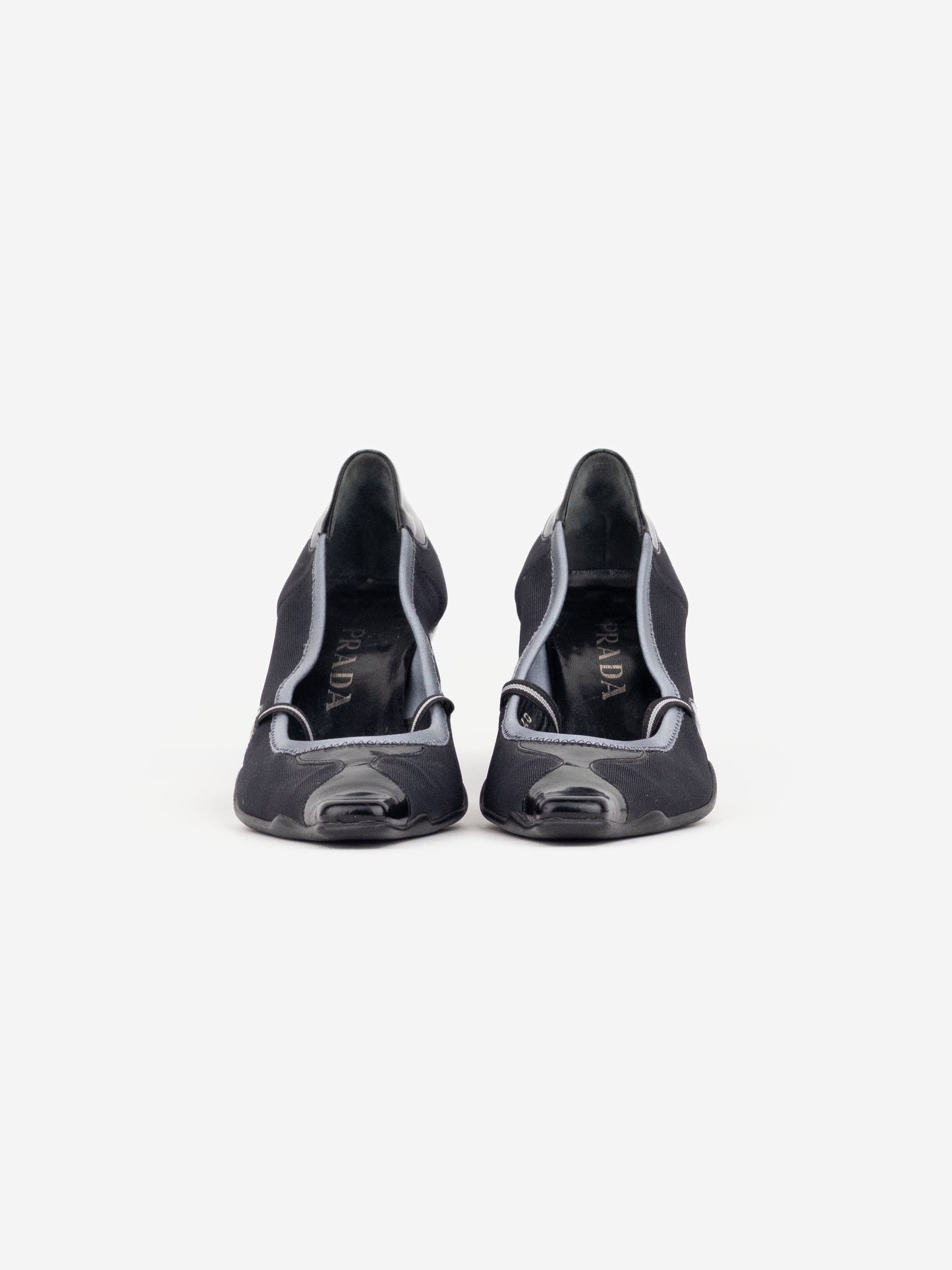 Prada SS00 Square-Toe Neoprene Mary-Jane Kitten Pump Heels