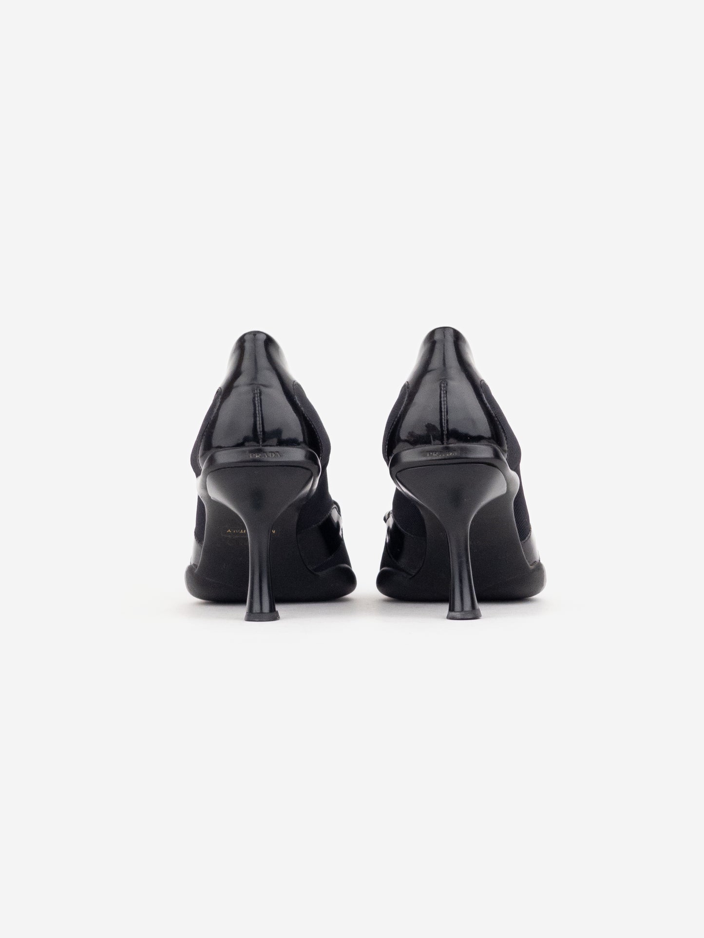 Prada SS00 Square-Toe Neoprene Mary-Jane Kitten Pump Heels
