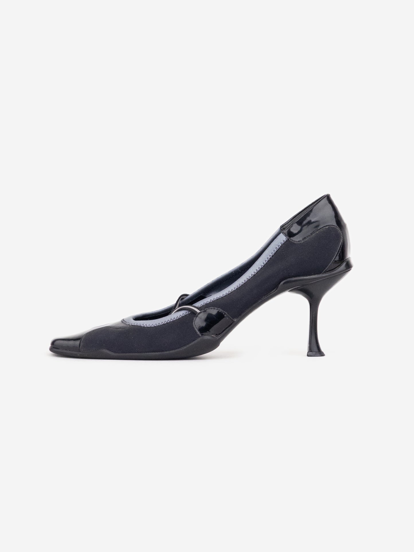 Prada SS00 Square-Toe Neoprene Mary-Jane Kitten Pump Heels