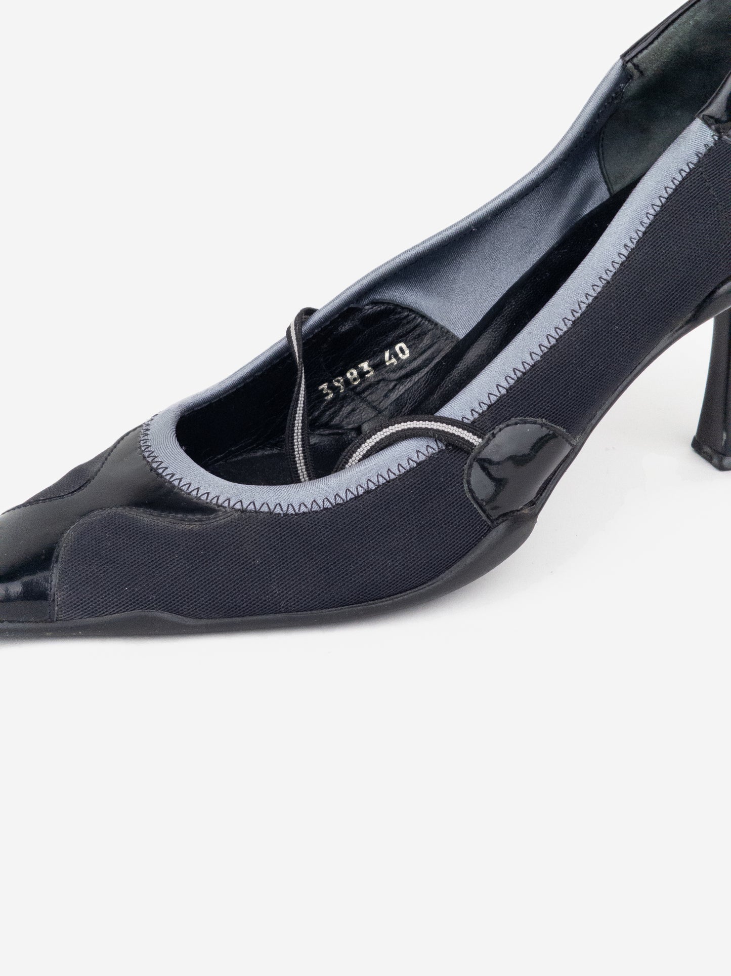 Prada SS00 Square-Toe Neoprene Mary-Jane Kitten Pump Heels