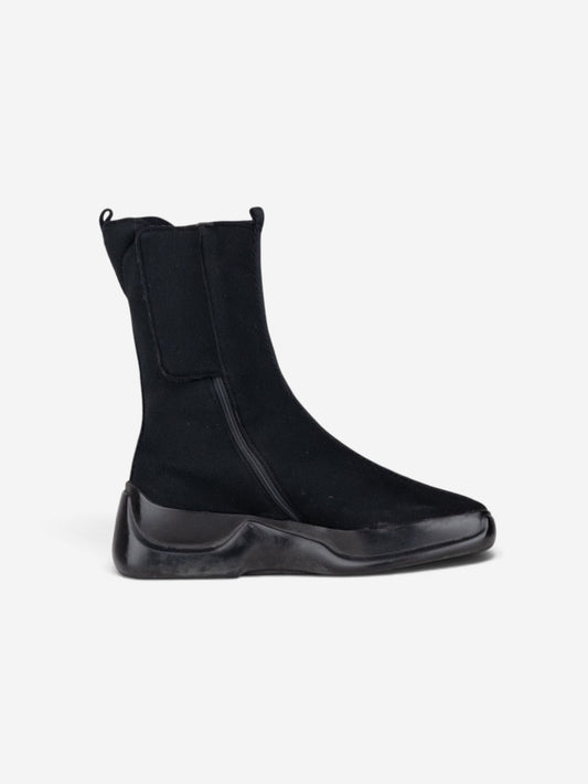 Prada AW99 Mid-Calf Square-Toe Neoprene Astro Moto Biker Boots – view 6