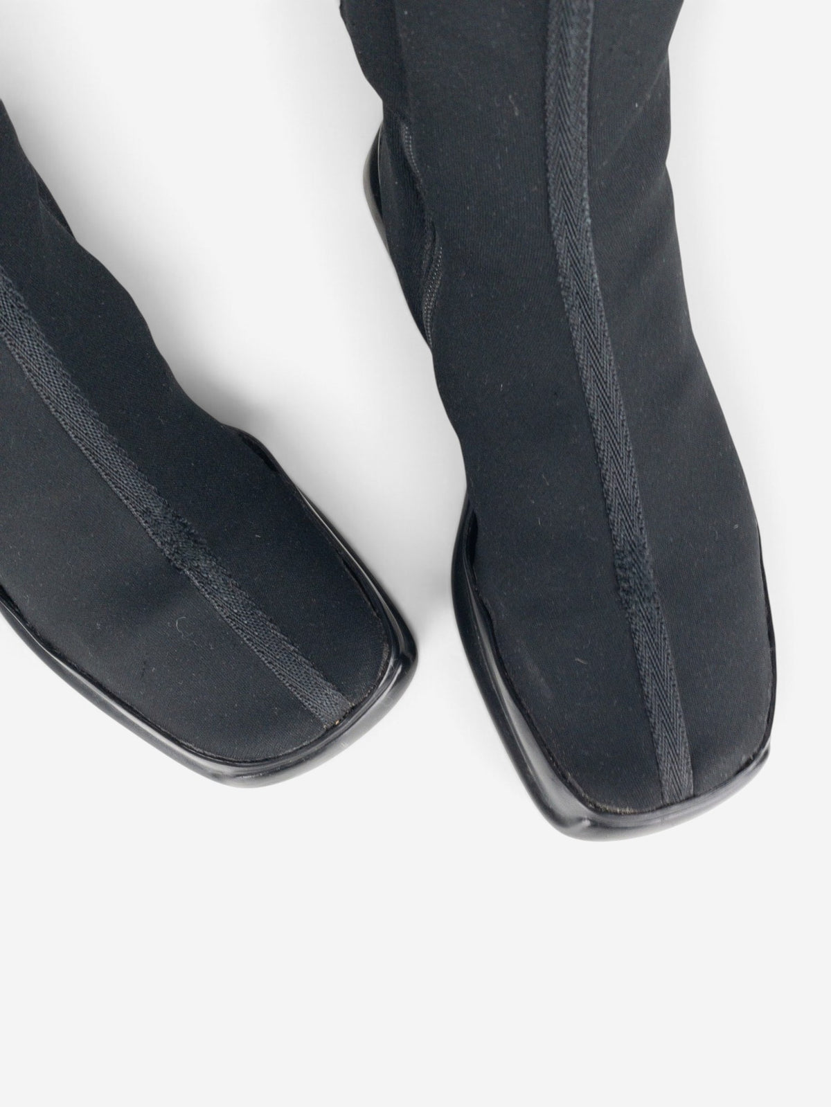Prada AW99 Mid-Calf Square-Toe Neoprene Astro Moto Biker Boots – view 9