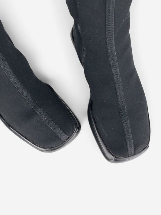 Prada AW99 Mid-Calf Square-Toe Neoprene Astro Moto Biker Boots – view 9