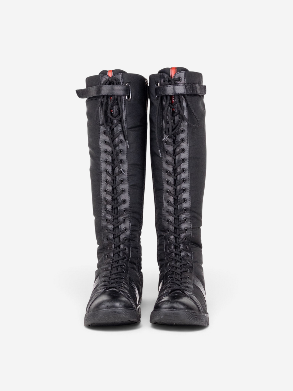 Prada 2000s Knee-High Boxing Racing Lace-Up Sneaker Boots