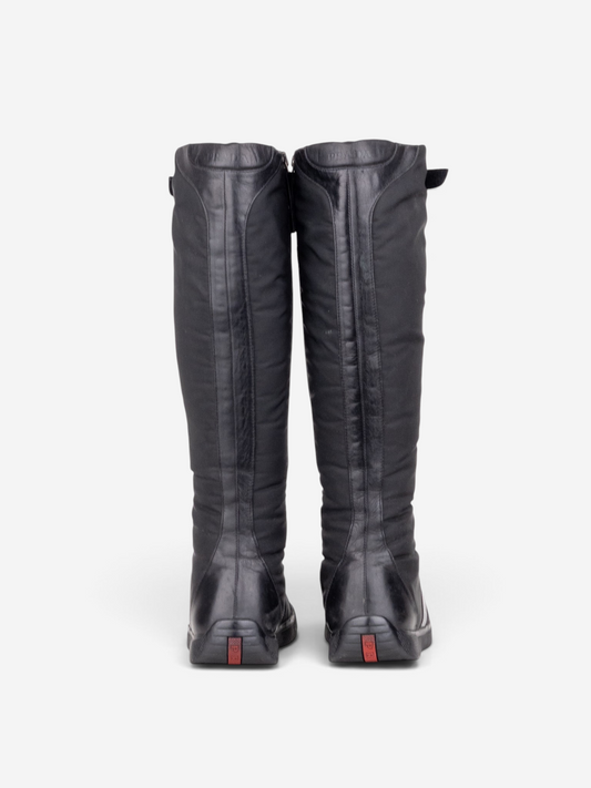 Prada 2000s Knee-High Boxing Racing Lace-Up Sneaker Boots