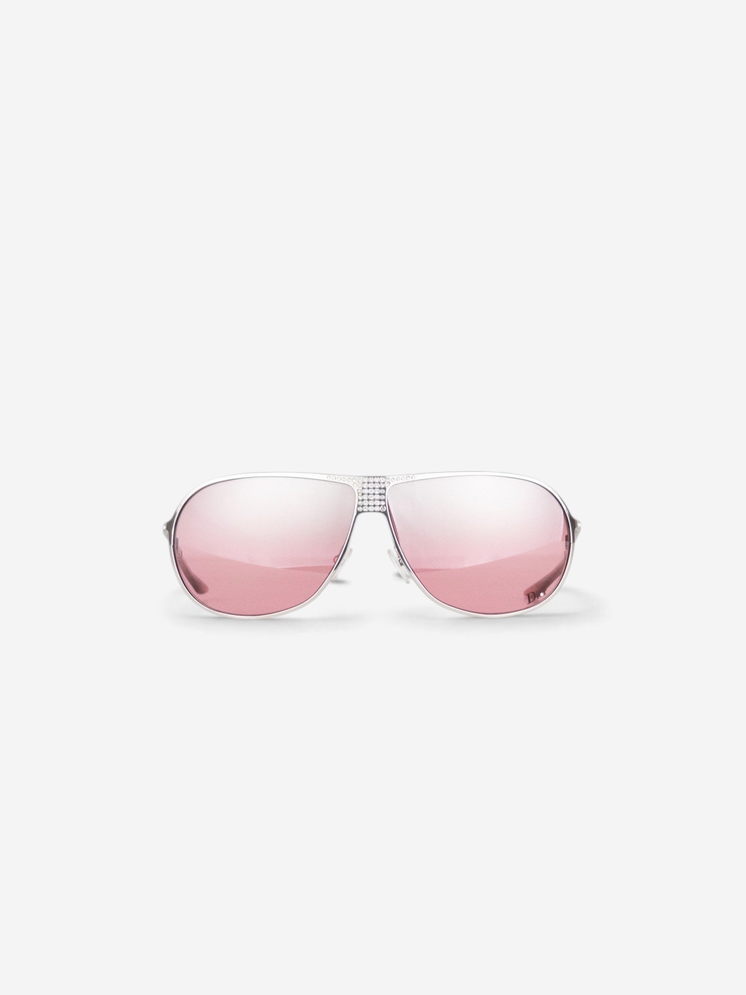 Dior by Galliano 2000s Hard Dior 1 Rhinestone Aviator Wrap Sunglasses – front view