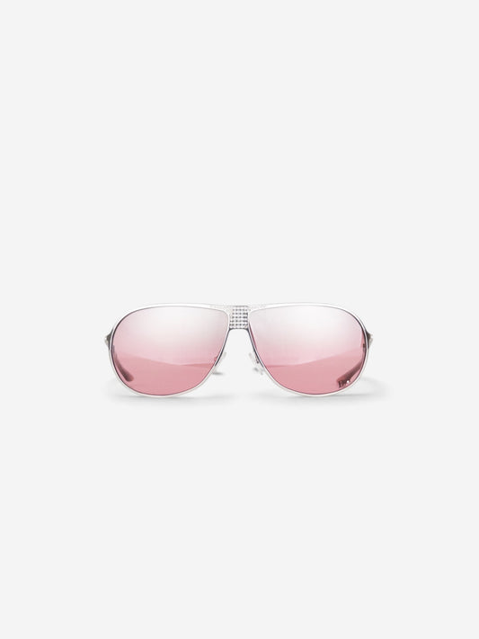 Dior by Galliano 2000s Hard Dior 1 Rhinestone Aviator Wrap Sunglasses – front view