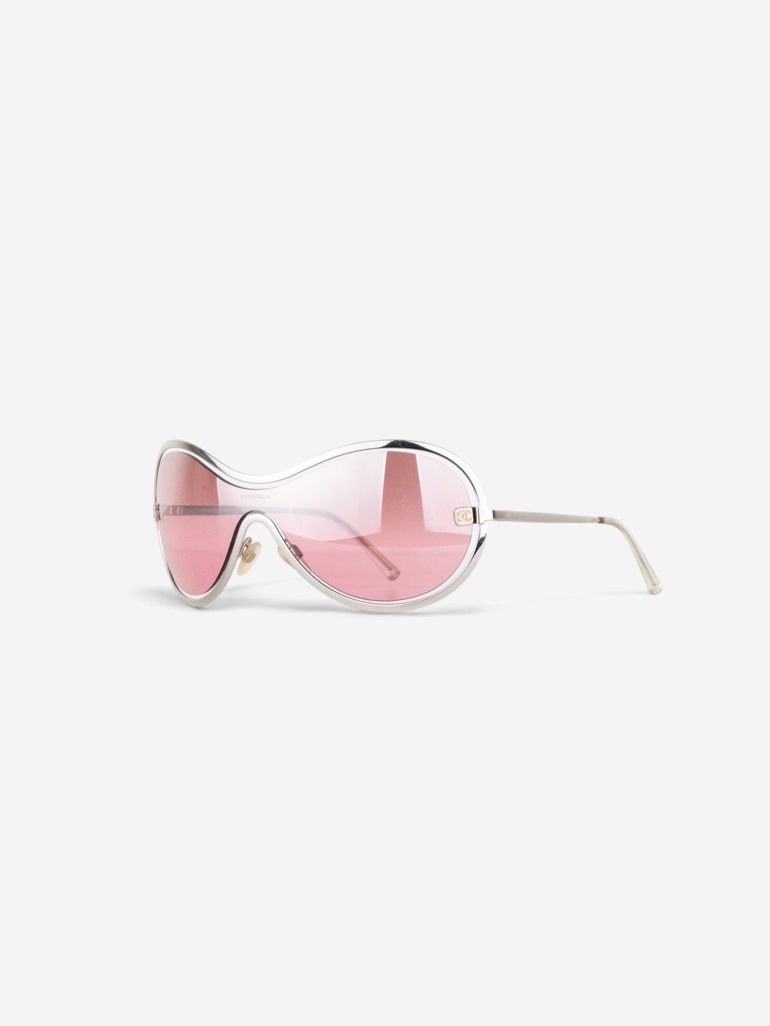 Chanel 2000s '4030' Aviator Wrap Mask Shield Sunglasses – angled view