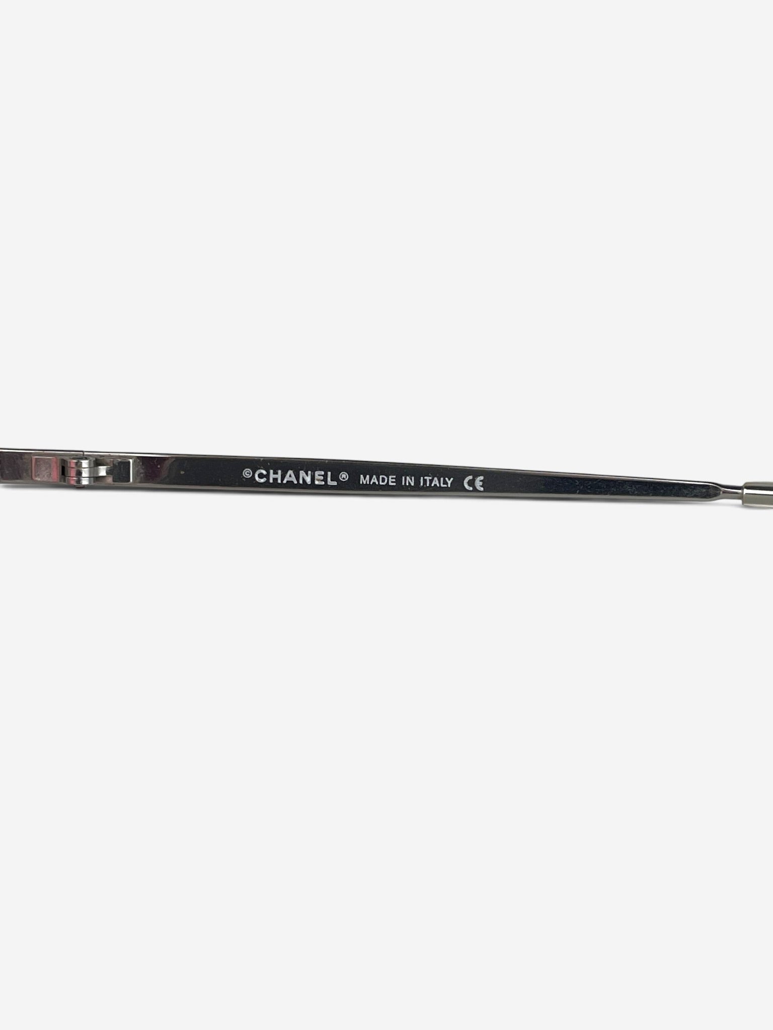 Chanel 2000s '4030' Aviator Wrap Mask Shield Sunglasses – brand marking detail