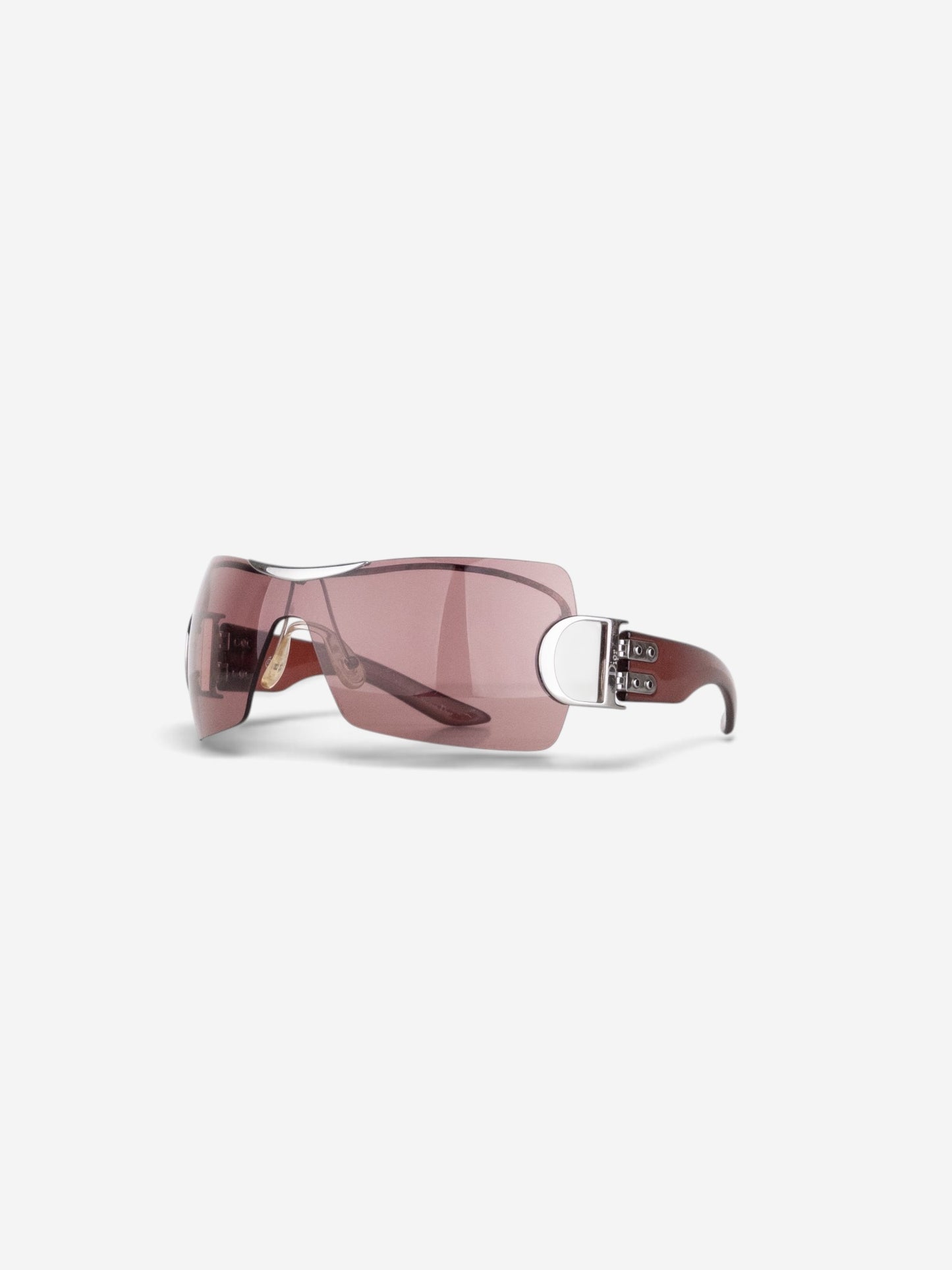 Dior by Galliano 2000s 'Airspeed 1' Logo Wrap Mask Shield Sunglasses – angled view