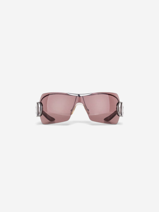 Dior by Galliano 2000s 'Airspeed 1' Logo Wrap Mask Shield Sunglasses – front view