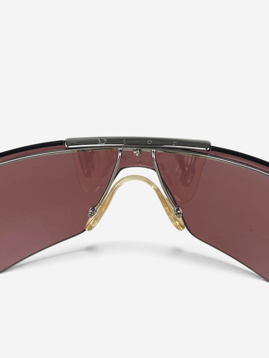 Dior by Galliano 2000s 'Airspeed 1' Logo Wrap Mask Shield Sunglasses – reinforced bridge detail