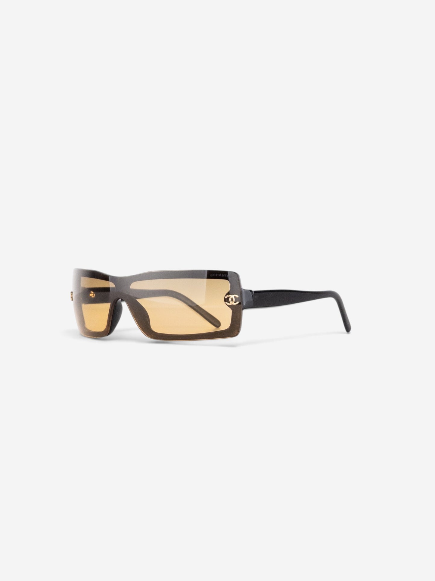 Chanel 2000s 5067 CC Logo Wrap Mask Shield Sunglasses – angled view