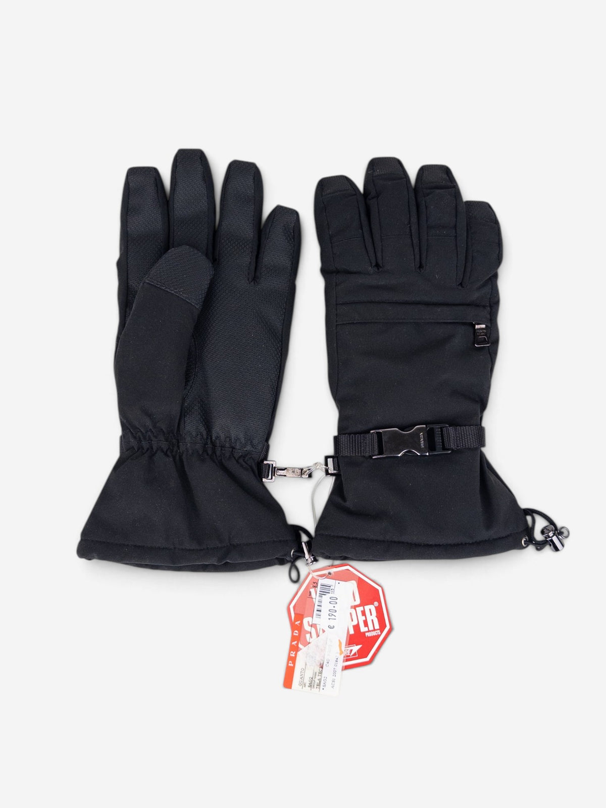 Prada 2000s ‘Techno’ Buckle Wind Stopper Ski Gloves – front view