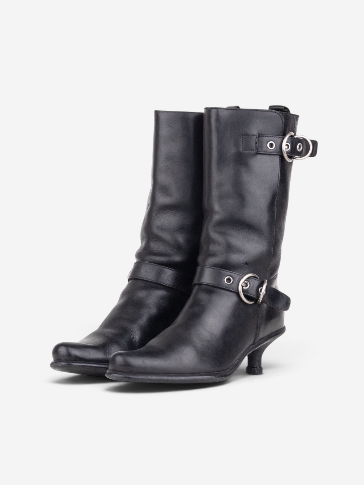 Miu Miu 2000s Kitten-Heel Biker Western Boots