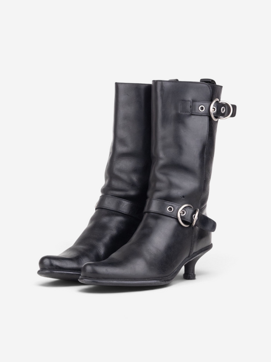 Miu Miu 2000s Kitten-Heel Biker Western Boots