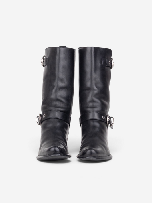 Miu Miu 2000s Kitten-Heel Biker Western Boots