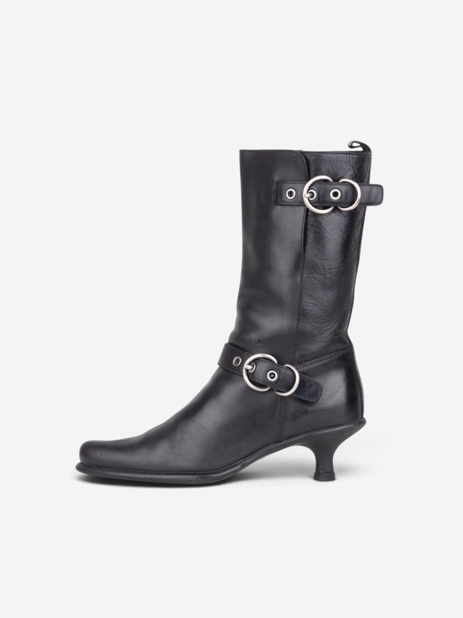 Miu Miu 2000s Kitten-Heel Biker Western Boots – front view