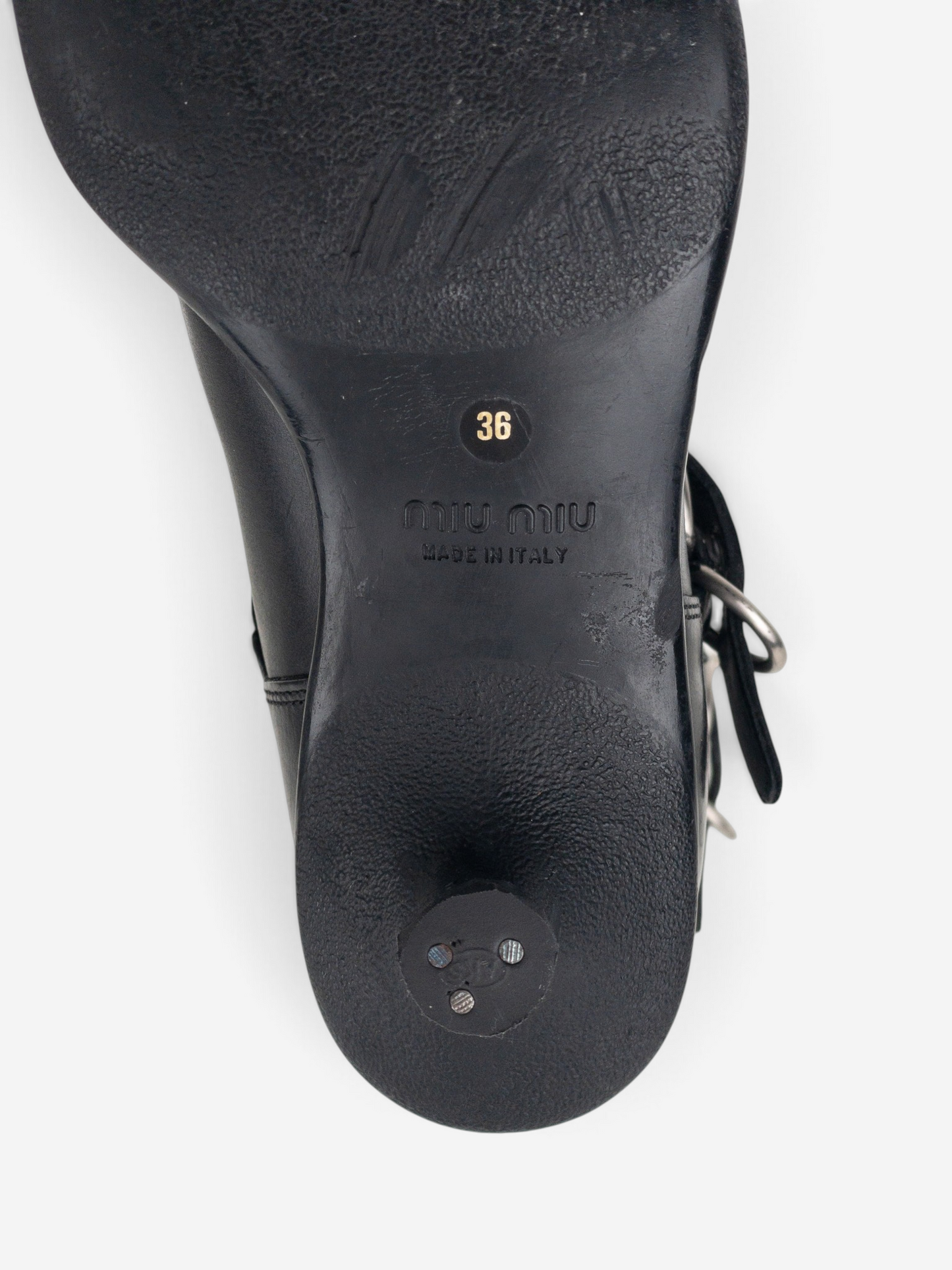 Miu Miu 2000s Kitten-Heel Biker Western Boots – sole detail