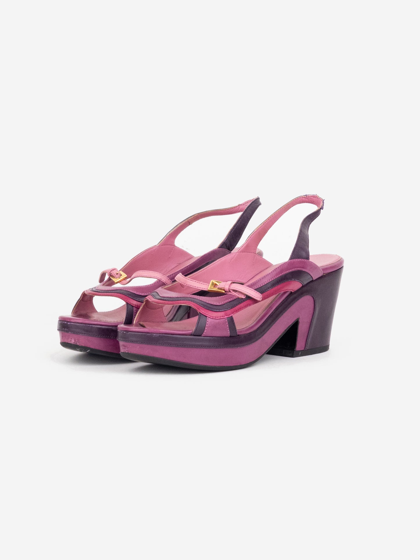 Prada AW04 Sculptural Tie Dye Velvet Sandal Platform Wedge Heels