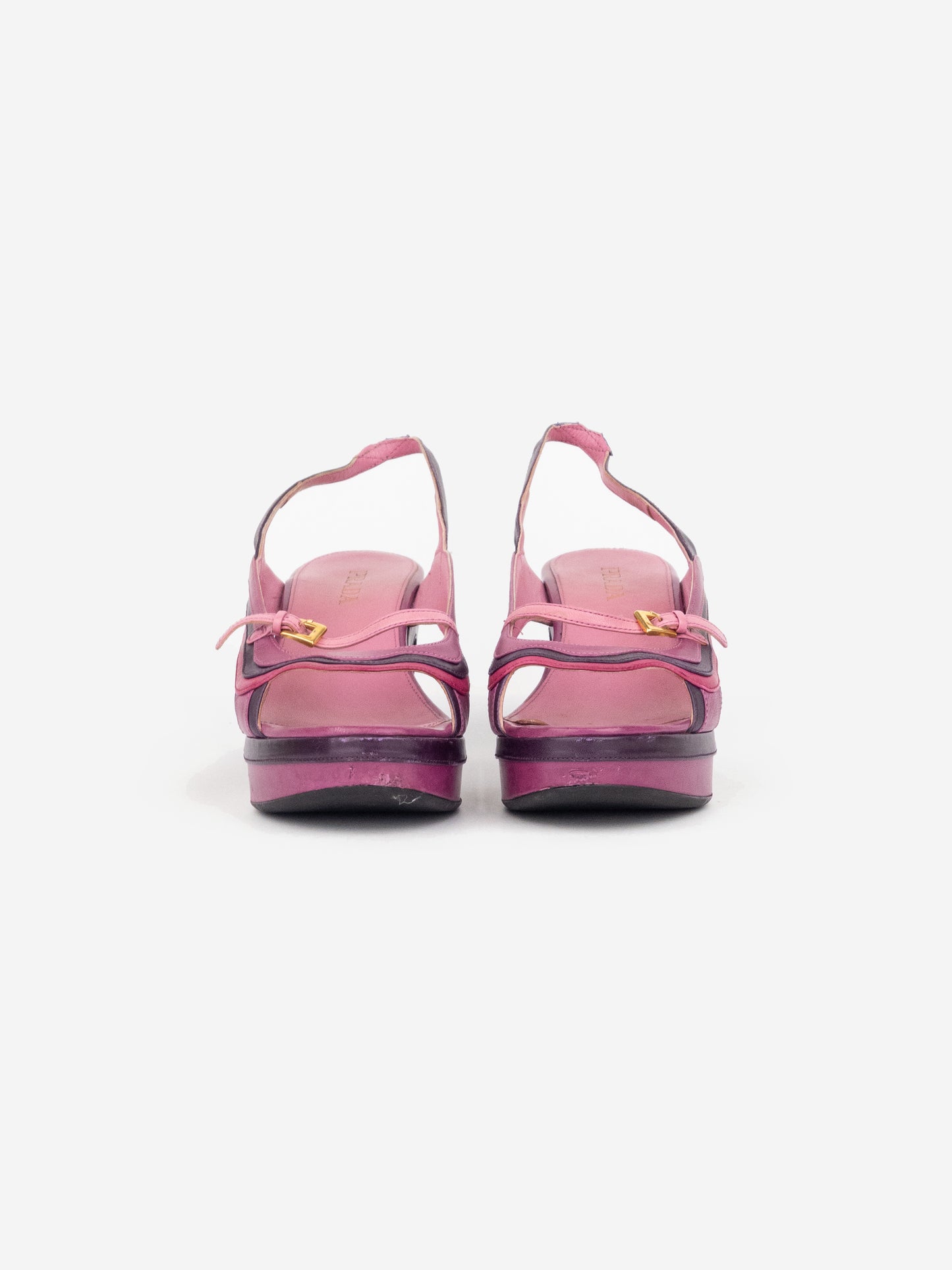 Prada AW04 Sculptural Tie Dye Velvet Sandal Platform Wedge Heels