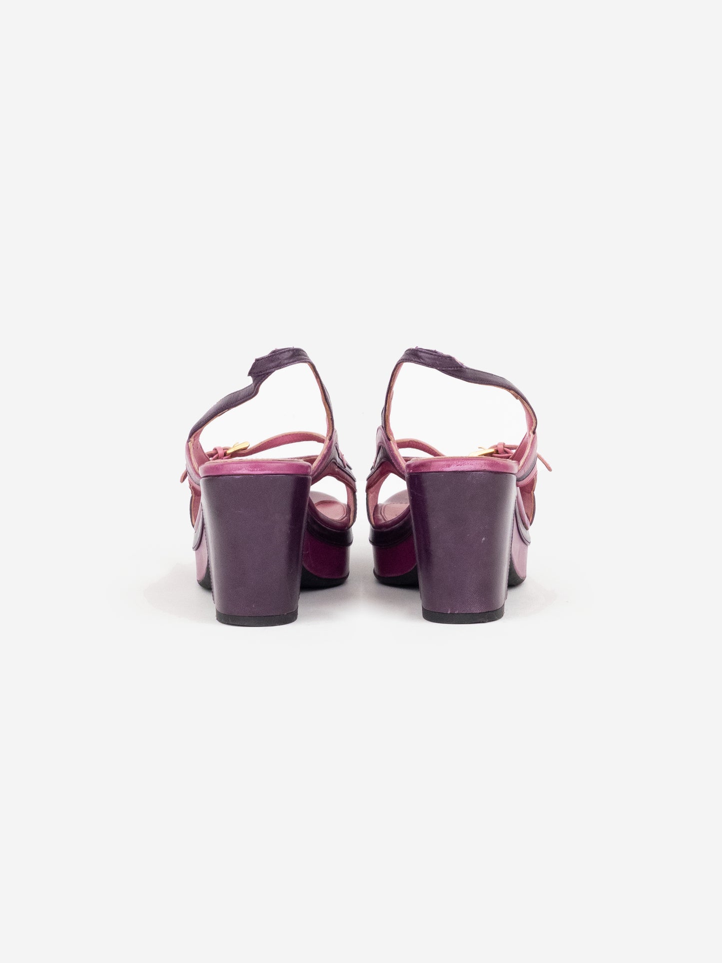 Prada AW04 Sculptural Tie Dye Velvet Sandal Platform Wedge Heels