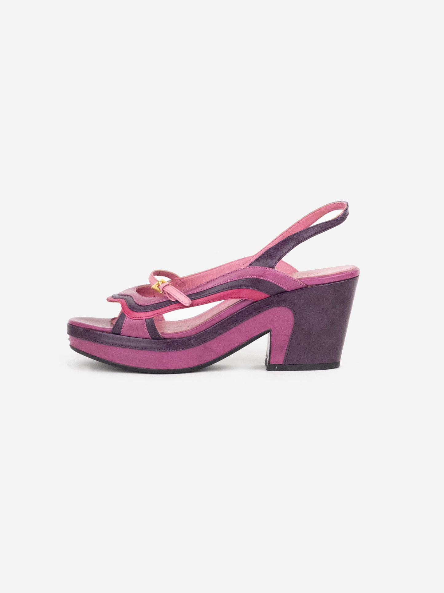 Prada AW04 Sculptural Tie Dye Velvet Sandal Platform Wedge Heels