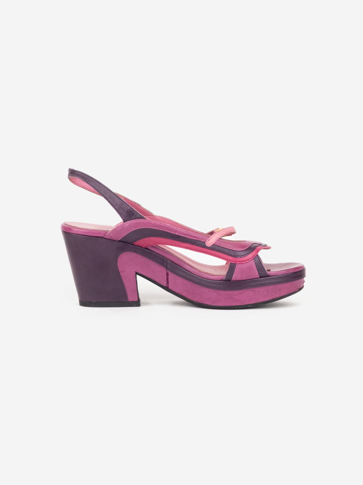 Prada AW04 Sculptural Tie Dye Velvet Sandal Platform Wedge Heels