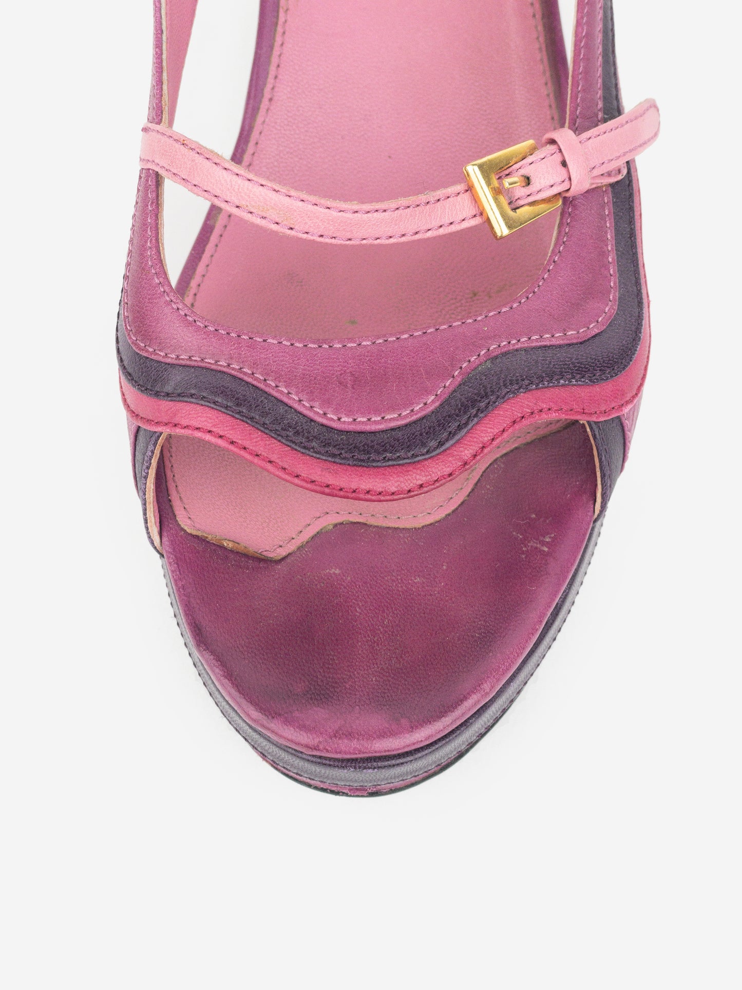 Prada AW04 Sculptural Tie Dye Velvet Sandal Platform Wedge Heels