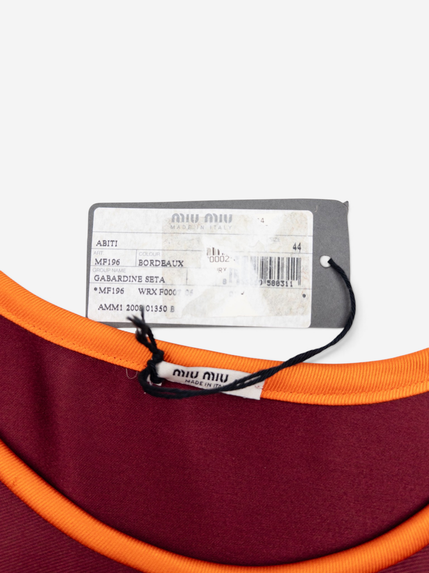 Miu Miu SS08 Colorblock Neon Sports Dress – brand label and tag