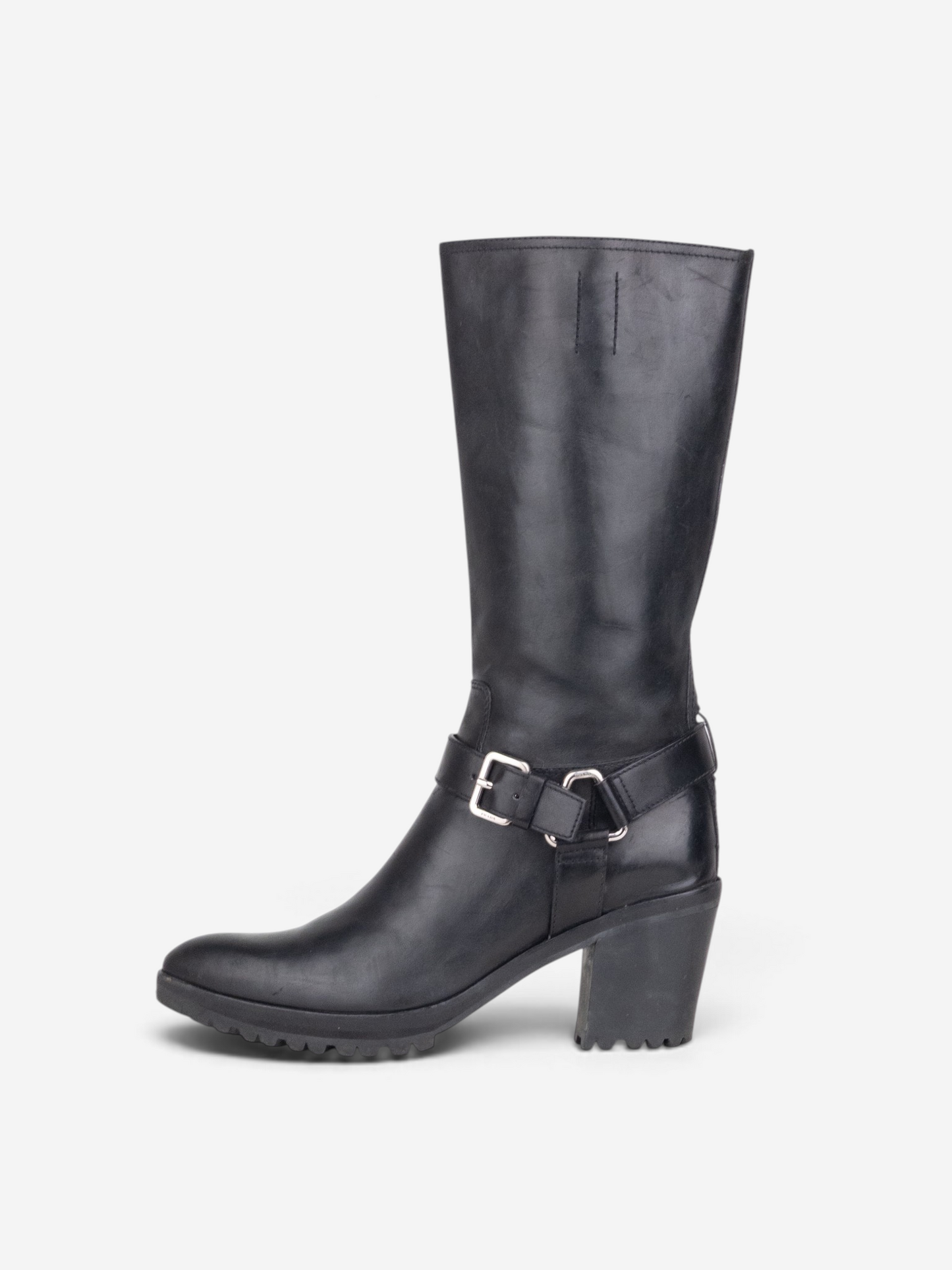 Prada 2000s Knee-High Harness Buckle Biker Cowboy Boots – side view