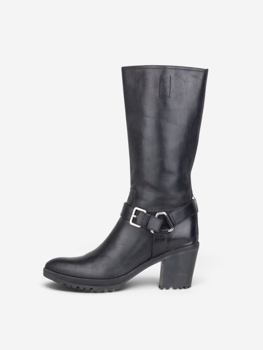 Prada 2000s Knee-High Harness Buckle Biker Cowboy Boots – side view