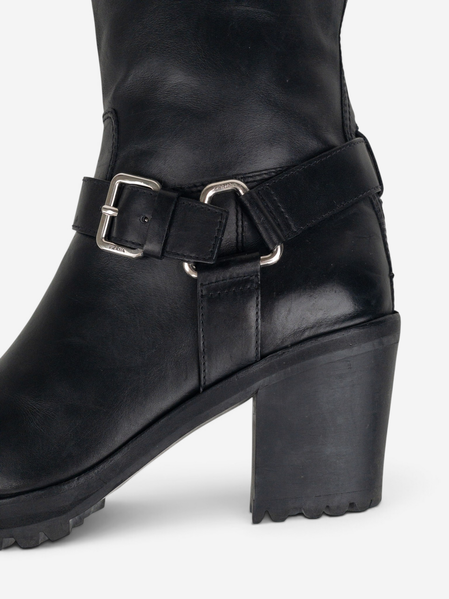 Prada 2000s Knee-High Harness Buckle Biker Cowboy Boots – buckle detail