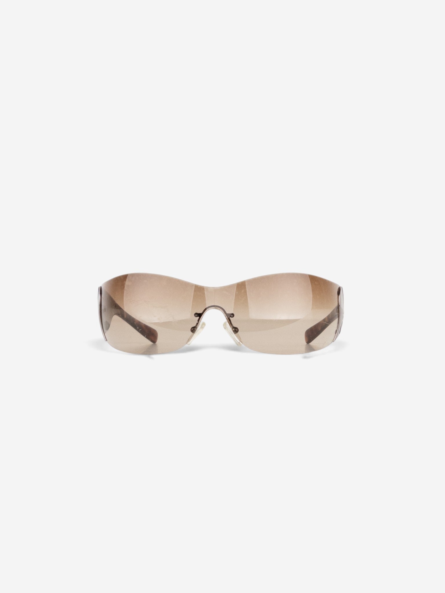 Prada SS04 'SRP58F' Flame Wrap Mask Shield Sunglasses (tortoise) – front view