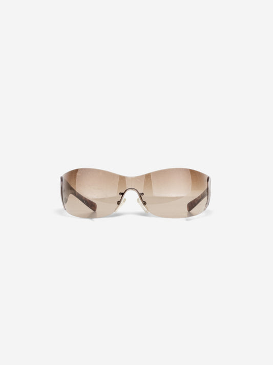 Prada SS04 'SRP58F' Flame Wrap Mask Shield Sunglasses (tortoise) – front view