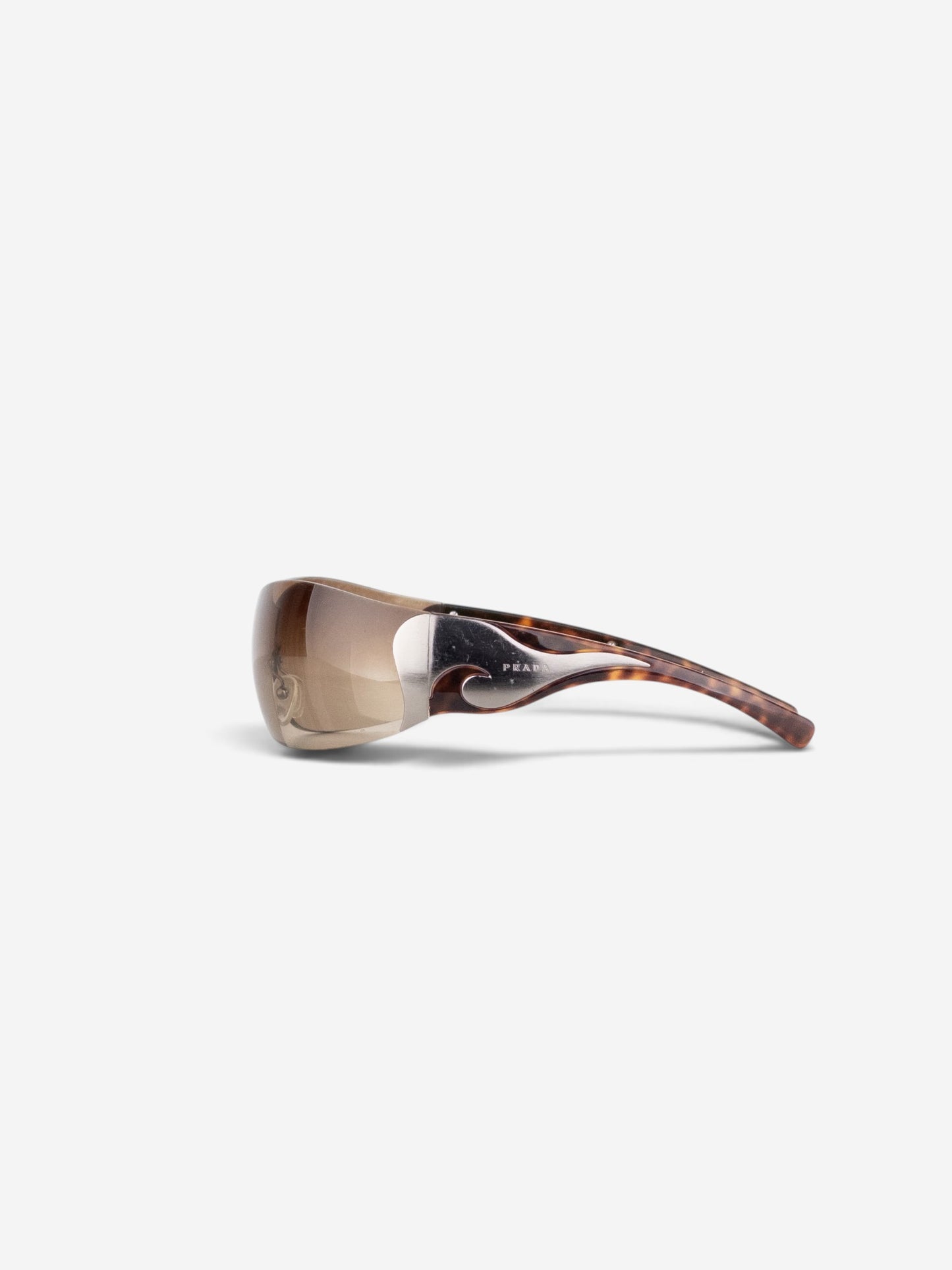 Prada SS04 'SRP58F' Flame Wrap Mask Shield Sunglasses (tortoise) – side view