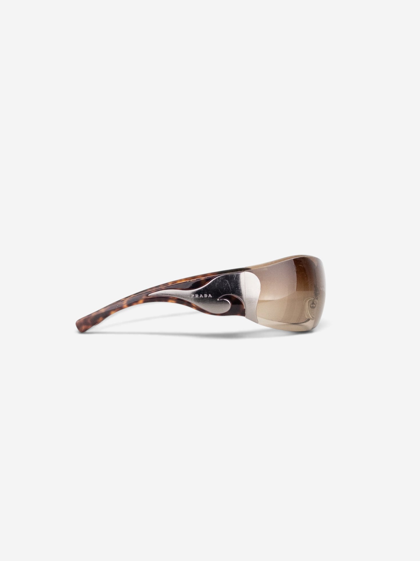 Prada SS04 'SRP58F' Flame Wrap Mask Shield Sunglasses (tortoise) – side view from the other side