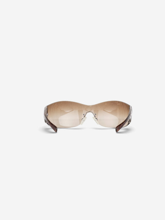 Prada SS04 'SRP58F' Flame Wrap Mask Shield Sunglasses (tortoise) – back view