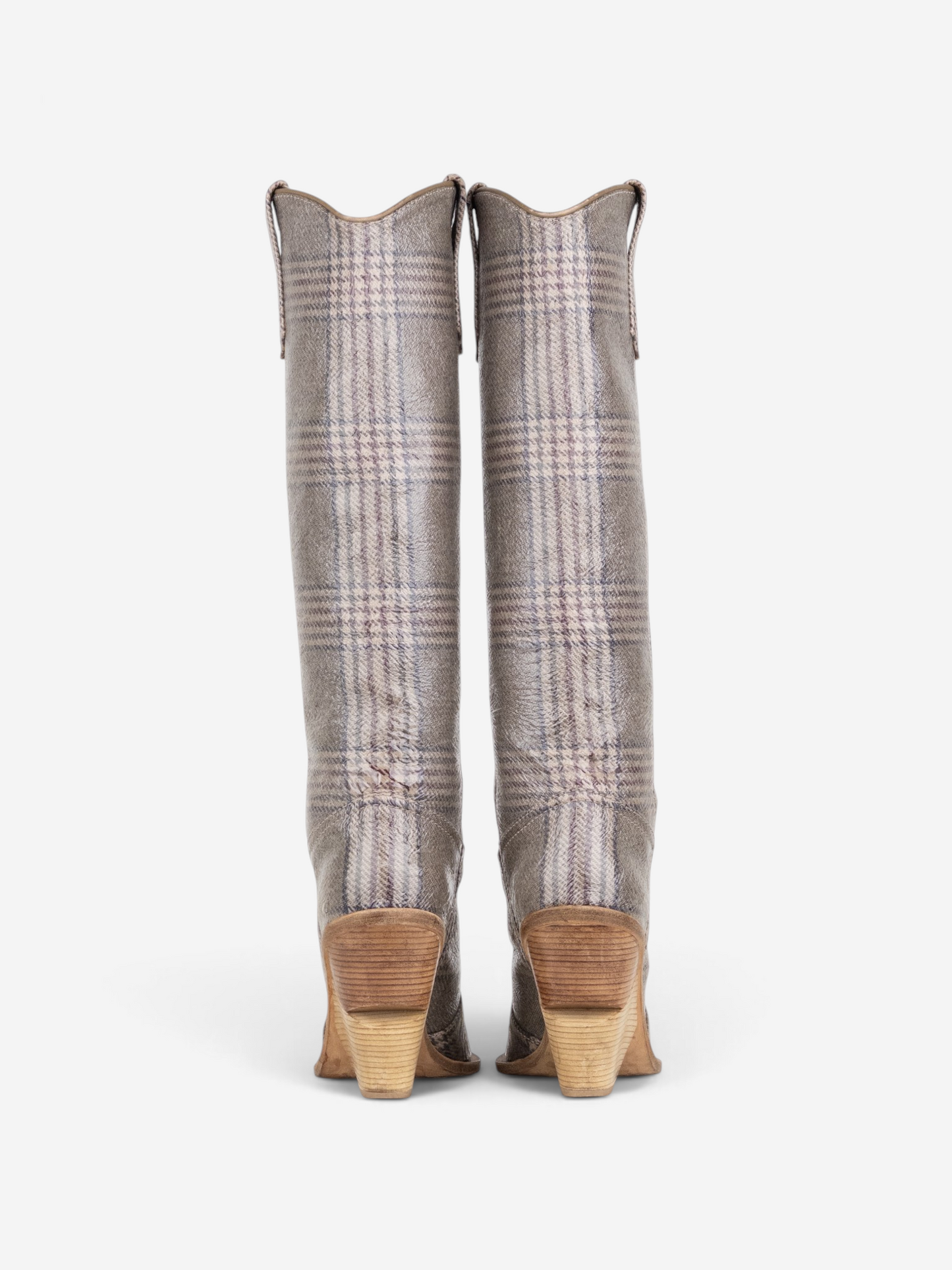 Fendi AW18 Coated Plaid Western Cowboy Boots – back view